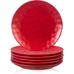 vicrays Ceramic Dinner Plates Set, 10.5 Inch, Set of 6, Round, Microwave, Oven, Dishwasher Safe, Porcelain Fluted Suitable for Steak, Pasta, Pizza, Home, Party, Restaurant (Blue)