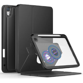 Case for iPad 10th Generation 10.9inch 2022 with Built-in Pencil Holder Shockproof Cover,with Detachable Clear Transparent Back Shell A2696 A2757 A2777 Auto Wake/Sleep,Black