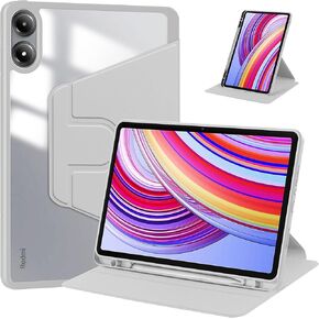Case for Xiaomi Redmi Pad Pro/Xiaomi Poco Pad 2024 12.1" Tablet - 360 Degree Rotation Protective Stand Clear Back Cover Case (Black)