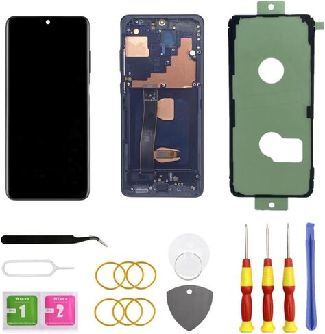 شاشة OLED بديلة لهاتف Samsung Galaxy S20 Ultra 5G LCD لهاتف Samsung S20 Ultra Touch Digitizer Screen Display Assembly مع مجموعة أدوات إصلاح الإطار G988U SG988A G988B أسود in Kuwait