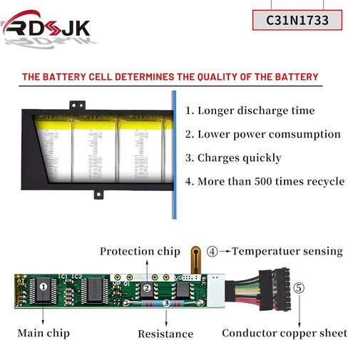 C31N1733 Laptop Battery for ASUS VivoBook Flip 14 TP412 TP412U TP412UA TP412F TP412FA TP412UA-DB31T TP412UA-IH31T TP412UA-EC059T TP412FA-EC551T TP412FA-EC707T TP412FA-EC035T TP412FA-EC651T 11.55V 42Wh in Saudi Arabia