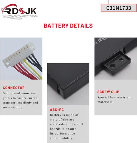 C31N1733 Laptop Battery for ASUS VivoBook Flip 14 TP412 TP412U TP412UA TP412F TP412FA TP412UA-DB31T TP412UA-IH31T TP412UA-EC059T TP412FA-EC551T TP412FA-EC707T TP412FA-EC035T TP412FA-EC651T 11.55V 42Wh in Saudi Arabia