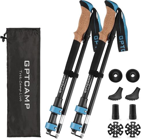 Walking Sticks,Trekking Poles Collapsible Hiking Poles,Lightweight Folding Travel Walking Sticks for Men Women,2pc Adjustable Hiking Sticks with EVA Foam Grips for Backpacking in Saudi Arabia