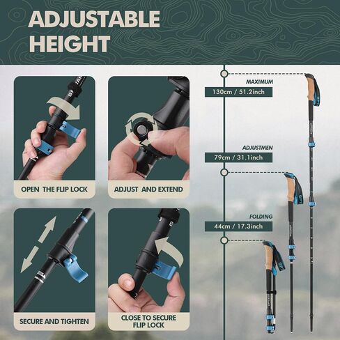Walking Sticks,Trekking Poles Collapsible Hiking Poles,Lightweight Folding Travel Walking Sticks for Men Women,2pc Adjustable Hiking Sticks with EVA Foam Grips for Backpacking in Saudi Arabia