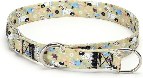 No Pull Martingale Dog Collar, Slip Collar with Stop Ring for Small, Medium, Large Dogs, Love Hearts Pattern (NO17, S) in Kuwait