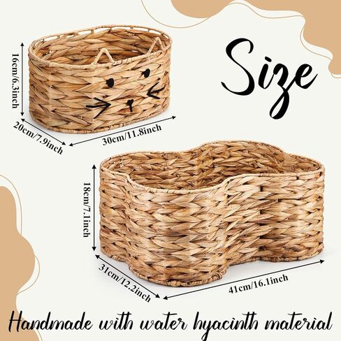 Maxcheck 2 جهاز كمبيوتر شخصى العظام القط شكل لعبة الكلب سلة المياه صفير تخزين الحيوانات الأليفة الكلب لعبة بن الخوص المنسوجة الطبيعية اليدوية الكلب المنظم لتنظيم الفراش الحيوانات الأليفة in Kuwait