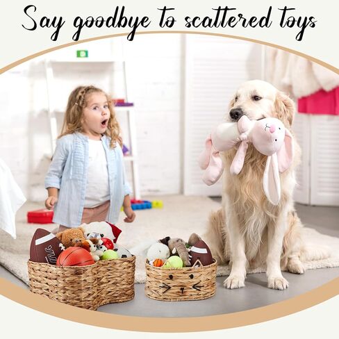 Maxcheck 2 جهاز كمبيوتر شخصى العظام القط شكل لعبة الكلب سلة المياه صفير تخزين الحيوانات الأليفة الكلب لعبة بن الخوص المنسوجة الطبيعية اليدوية الكلب المنظم لتنظيم الفراش الحيوانات الأليفة in Kuwait