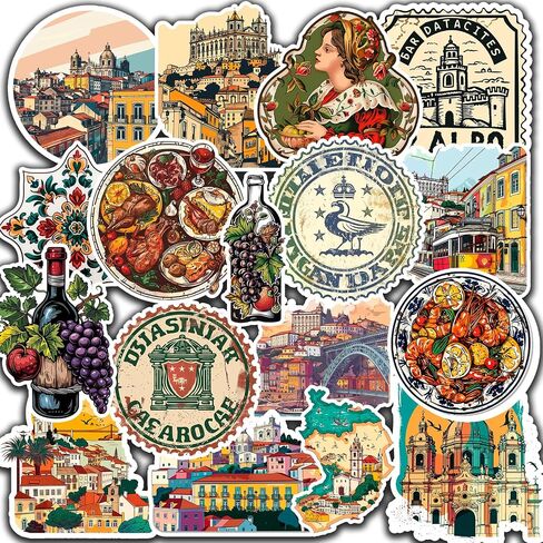 20 PCS Adventure Portugal Travel Stickers - Inspiring Cute Aesthetic Portugal Decals for Water Bottles, Laptops, Scrapbook, Phone, prtg20 in Saudi Arabia