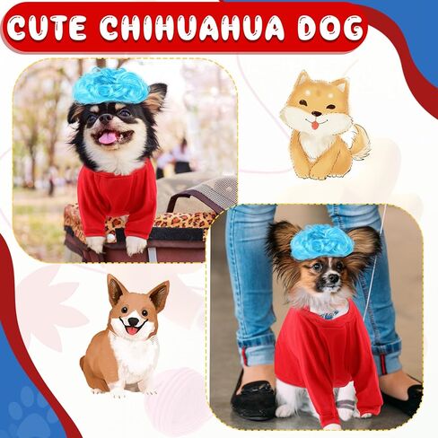 Tarpop 2 Set Halloween Dog Red T-Shirt Blue Wig Cosplay Costume Dog Shirt for Small Dogs Birthday Party Dress Up(Medium) in Saudi Arabia