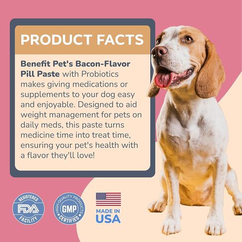 Benefit Pet Products Pill Wrap for Dogs - Pill Paste to Make Pockets, Hide Capsules, Dog Multivitamins or Medications - Added Dog Probiotic - Made in USA (4oz) in Kuwait