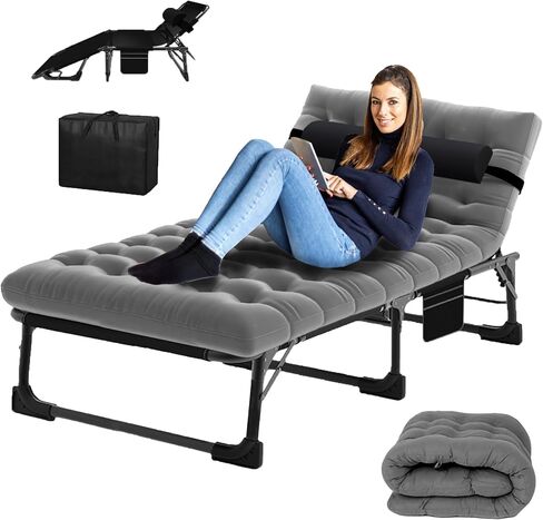 Camping Sleeping Cot,5-Position Folding Cot,Lounge Chair with Mattress,Folding Sleeping Cot with Carrying Bag,Camping Cots for Adults, Heavy Duty Lounges Chairs for Outside, Beach, Lawn in Saudi Arabia