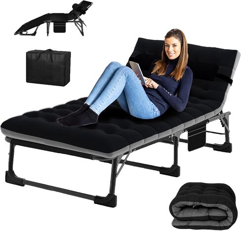Camping Sleeping Cot,5-Position Folding Cot,Lounge Chair with Mattress,Folding Sleeping Cot with Carrying Bag,Camping Cots for Adults, Heavy Duty Lounges Chairs for Outside, Beach, Lawn in Saudi Arabia
