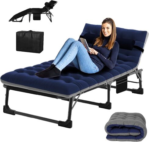 Camping Sleeping Cot,5-Position Folding Cot,Lounge Chair with Mattress,Folding Sleeping Cot with Carrying Bag,Camping Cots for Adults, Heavy Duty Lounges Chairs for Outside, Beach, Lawn in Saudi Arabia