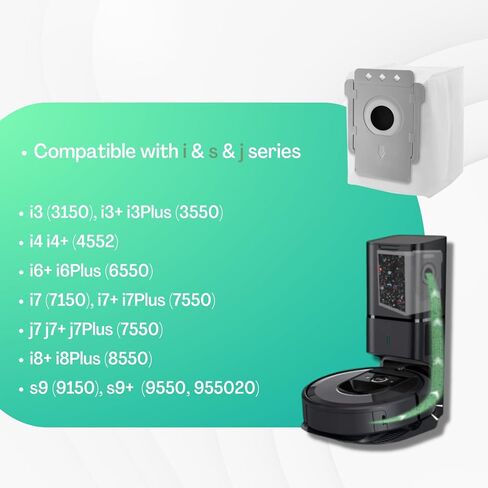 عبوة من 12 كيس مكنسة J7 بديلة من LeadCon متوافقة مع سلسلة Roomba i & s & j، i1 i3+، i4+، i6+، i7، i7+(7550) j7، ​​j7+i8+، s9+ أكياس التخلص التلقائي من الأوساخ in Kuwait