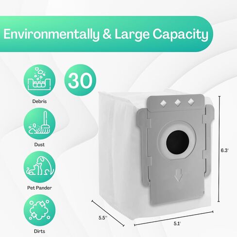 عبوة من 12 كيس مكنسة J7 بديلة من LeadCon متوافقة مع سلسلة Roomba i & s & j، i1 i3+، i4+، i6+، i7، i7+(7550) j7، ​​j7+i8+، s9+ أكياس التخلص التلقائي من الأوساخ in Kuwait