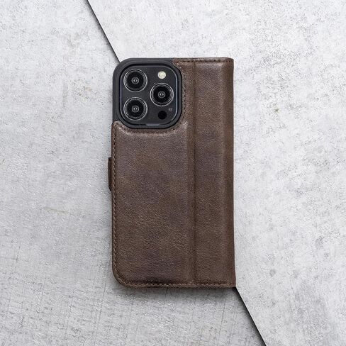 Porter Riley - Leather Case for iPhone 14 Pro Max. Premium Genuine Leather Stand/Cover/Wallet/Flip Case with [Card Slots] [Horizontal Stand] [Durable Frame] (Chocolate Brown) in Saudi Arabia