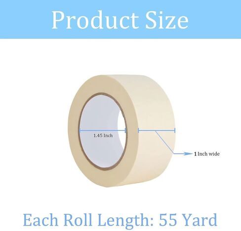 Lazybug studio Masking Tape 0.75 Inch, 12 Pack White Masking Tape, 3/4 Inch x 55 Yards x 12 Rolls，660 Yards in Total in Saudi Arabia