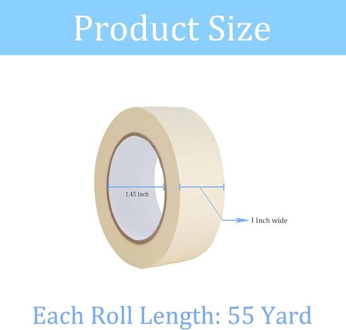 Lazybug studio Masking Tape 0.75 Inch, 12 Pack White Masking Tape, 3/4 Inch x 55 Yards x 12 Rolls，660 Yards in Total in Saudi Arabia