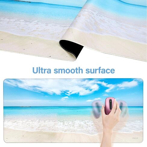 MOSISO Desk Pad Mat Keyboard Mouse Pad Set,Large Gaming Mouse Pad&Keyboard Wrist Rest&Mouse Pad with Wrist Rest&Coaster,Ergonomic Non-Slip Mousepad with Memory Foam for Home Office,Blue Sky and Beach in Saudi Arabia