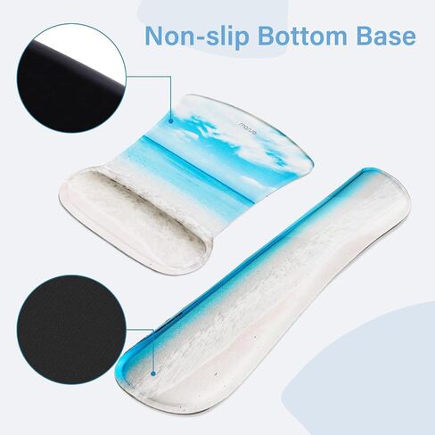 MOSISO Desk Pad Mat Keyboard Mouse Pad Set,Large Gaming Mouse Pad&Keyboard Wrist Rest&Mouse Pad with Wrist Rest&Coaster,Ergonomic Non-Slip Mousepad with Memory Foam for Home Office,Blue Sky and Beach in Saudi Arabia