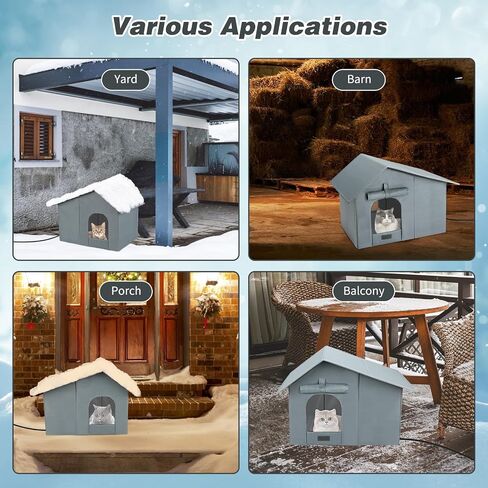Insulated Heated Outdoor Cat House Waterproof Cat House Outside,Large Feral Cat Houses for Winter with Thermostatically Heating Mat for Several Cats Heating House in Saudi Arabia