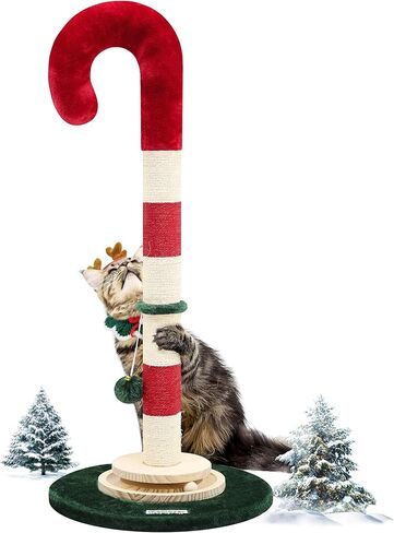 عمود خدش للقطط من Xmas32 للقطط الداخلية للبالغين، 35 بوصة لخدش عيد الميلاد للقطط، عمود خدش للقطط الكبيرة من السيزال مع ألعاب تفاعلية لتتبع الكرة الخشبية الحديثة in Kuwait