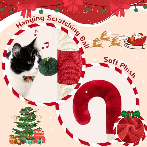 عمود خدش للقطط من Xmas32 للقطط الداخلية للبالغين، 35 بوصة لخدش عيد الميلاد للقطط، عمود خدش للقطط الكبيرة من السيزال مع ألعاب تفاعلية لتتبع الكرة الخشبية الحديثة in Kuwait