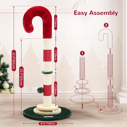 عمود خدش للقطط من Xmas32 للقطط الداخلية للبالغين، 35 بوصة لخدش عيد الميلاد للقطط، عمود خدش للقطط الكبيرة من السيزال مع ألعاب تفاعلية لتتبع الكرة الخشبية الحديثة in Kuwait