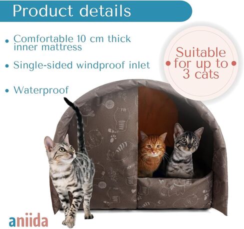 | Outdoor Cat House, Cat Houses for Indoor Cats, Size L Cats Shelter Big for 3 Adult Cats, Foldable House Tent Weatherproof, Waterproof and Warm, for All Types of Weather. in Saudi Arabia