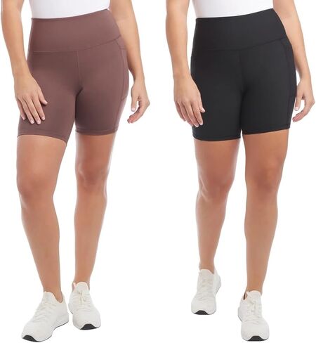 Danskin Womens 2 Pack Midweight Bike Short (US, Alpha, 2X, Regular, Regular, Black Salt Rib/Black Salt) in Kuwait