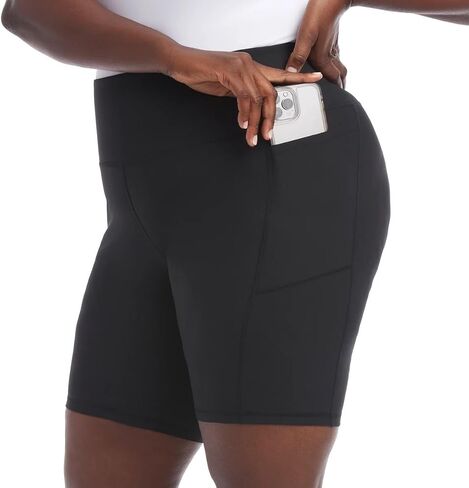 Danskin Womens 2 Pack Midweight Bike Short (US, Alpha, 2X, Regular, Regular, Black Salt Rib/Black Salt) in Kuwait