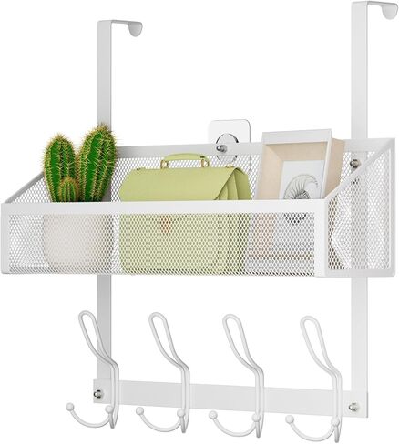 Over The Door Hooks Organizer, Back of Door Organizer with 12 Coat Hooks & Mesh Baskets Over The Door Towel Rack Door Hanger Storage Rack for Bathroom,Kitchen,Bedroom(Black) in Saudi Arabia