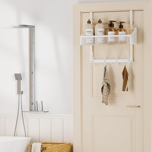 Over The Door Hooks Organizer, Back of Door Organizer with 12 Coat Hooks & Mesh Baskets Over The Door Towel Rack Door Hanger Storage Rack for Bathroom,Kitchen,Bedroom(Black) in Saudi Arabia