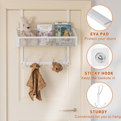 Over The Door Hooks Organizer, Back of Door Organizer with 12 Coat Hooks & Mesh Baskets Over The Door Towel Rack Door Hanger Storage Rack for Bathroom,Kitchen,Bedroom(Black) in Saudi Arabia