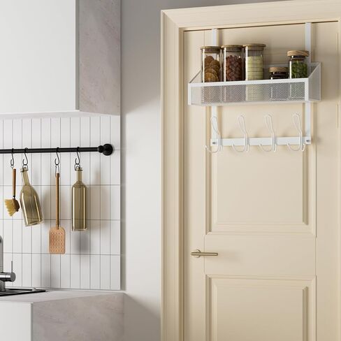 Over The Door Hooks Organizer, Back of Door Organizer with 12 Coat Hooks & Mesh Baskets Over The Door Towel Rack Door Hanger Storage Rack for Bathroom,Kitchen,Bedroom(Black) in Saudi Arabia