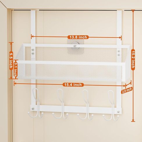 Over The Door Hooks Organizer, Back of Door Organizer with 12 Coat Hooks & Mesh Baskets Over The Door Towel Rack Door Hanger Storage Rack for Bathroom,Kitchen,Bedroom(Black) in Saudi Arabia