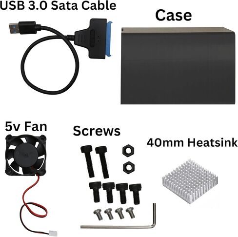 Raspberry PI 5 NAS Case, Boot from SSD with Cooling Fan, Heatsink, and USB 3.0 Cable in Saudi Arabia