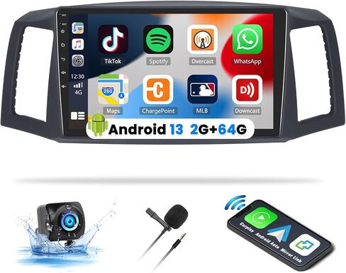 UNITOPSCI 2G+64G Android Car Stereo for Jeep Grand Cherokee 2004-2007 with Wireless CarPlay Android Auto 10.1 Inch HD Touchscreen GPS Navigation Bluetooth FM/RDS Mirror Link USB SWC Backup Camera Mic in Saudi Arabia