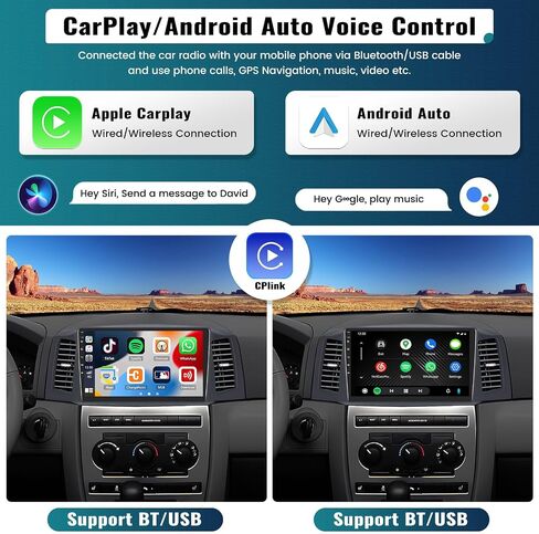 UNITOPSCI 2G+64G Android Car Stereo for Jeep Grand Cherokee 2004-2007 with Wireless CarPlay Android Auto 10.1 Inch HD Touchscreen GPS Navigation Bluetooth FM/RDS Mirror Link USB SWC Backup Camera Mic in Saudi Arabia
