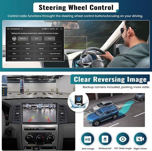 UNITOPSCI 2G+64G Android Car Stereo for Jeep Grand Cherokee 2004-2007 with Wireless CarPlay Android Auto 10.1 Inch HD Touchscreen GPS Navigation Bluetooth FM/RDS Mirror Link USB SWC Backup Camera Mic in Saudi Arabia