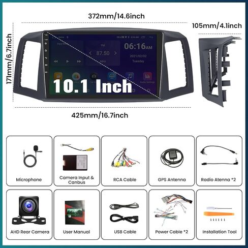 UNITOPSCI 2G+64G Android Car Stereo for Jeep Grand Cherokee 2004-2007 with Wireless CarPlay Android Auto 10.1 Inch HD Touchscreen GPS Navigation Bluetooth FM/RDS Mirror Link USB SWC Backup Camera Mic in Saudi Arabia