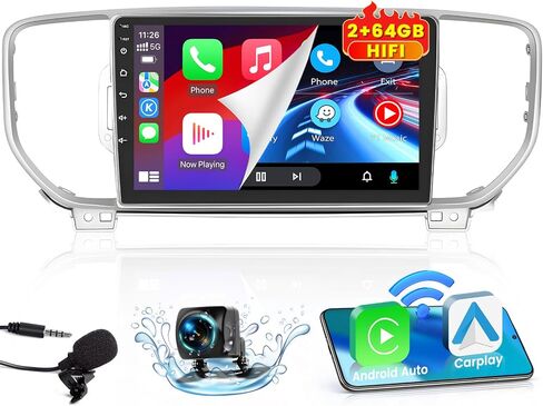 [2+64G] Hikity Android Carplay Stereo for 2017-2019 Kia Sportage KX5 Radio, 9 Inch Touch Screen in-Dash Navigation with Wireless Apple Carplay Android Auto, HiFi, WiFi, BT, FM, Backup Cam, Black in Saudi Arabia