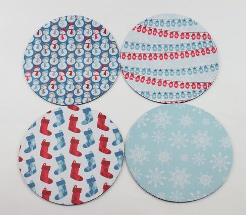 Christmas Happy Holidays Rustic Blue Barnwood Coasters for Drinks Table Decor Festive Housewarming Hostess Gift Idea Handmade by The Painted Pug (Blue Gold Happy Holidays) in Kuwait