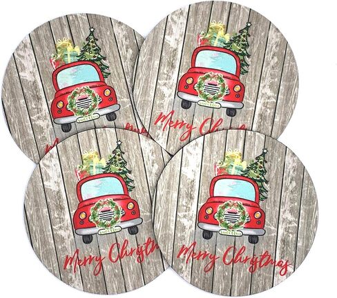 Christmas Happy Holidays Rustic Blue Barnwood Coasters for Drinks Table Decor Festive Housewarming Hostess Gift Idea Handmade by The Painted Pug (Blue Gold Happy Holidays) in Kuwait