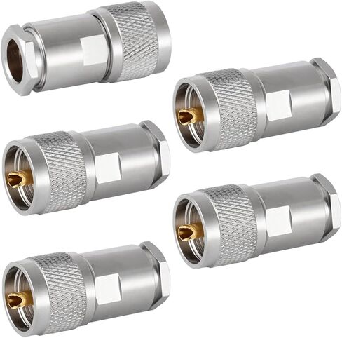 5PCS PL-259 UHF Male Connectors 50 Ohm PL259 Male Plug Five-piece Set Crimp RF Coax Connector Adapter for RG-213 LMR-400 RG8 RG59 Low Loss Coax Cable in Kuwait