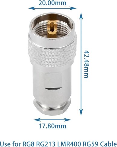 5PCS PL-259 UHF Male Connectors 50 Ohm PL259 Male Plug Five-piece Set Crimp RF Coax Connector Adapter for RG-213 LMR-400 RG8 RG59 Low Loss Coax Cable in Kuwait