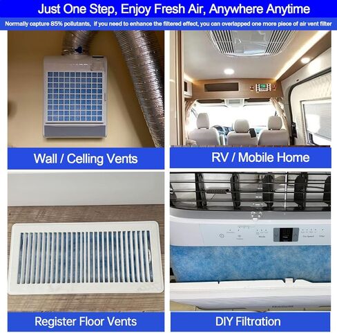 Air Vent Filter 20x100 Inch, Cut to Fit (50+filters) Air Filter, Electrostatic Filter Media with 36 Inch Adhesive Tape and 48pcs Velcro for Air Vent, Air Conditioner, HVAC, Registers and Grilles in Kuwait