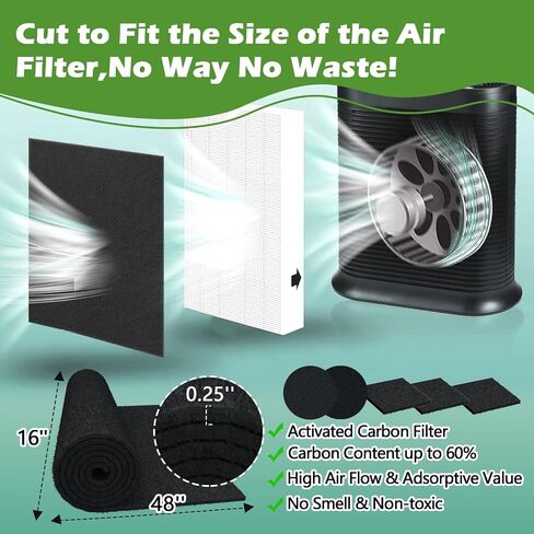 Air Vent Filter 20x100 Inch, Cut to Fit (50+filters) Air Filter, Electrostatic Filter Media with 36 Inch Adhesive Tape and 48pcs Velcro for Air Vent, Air Conditioner, HVAC, Registers and Grilles in Kuwait
