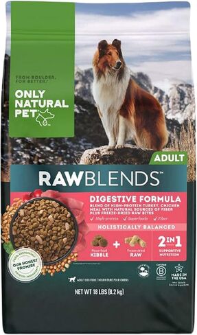 Only Natural Pet Raw Blends Infused Grain Dog Food, High Protein All-Natural Whole Ingredients & 100% Raw Meat Bites, Red Meat Feast, Low Phosphorus, Dehydrated Mix for Large Breed & Picky Eaters, 4lb in Saudi Arabia