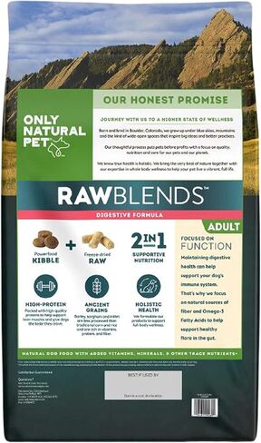 Only Natural Pet Raw Blends Infused Grain Dog Food, High Protein All-Natural Whole Ingredients & 100% Raw Meat Bites, Red Meat Feast, Low Phosphorus, Dehydrated Mix for Large Breed & Picky Eaters, 4lb in Saudi Arabia